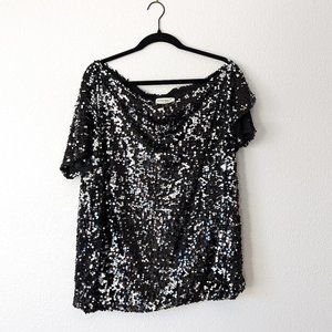 EUC Sparkle One Shoulder Sequin Top Sz XL